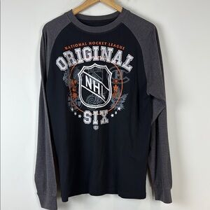 NHL Black and Gray Original Six Long Sleeve Tee